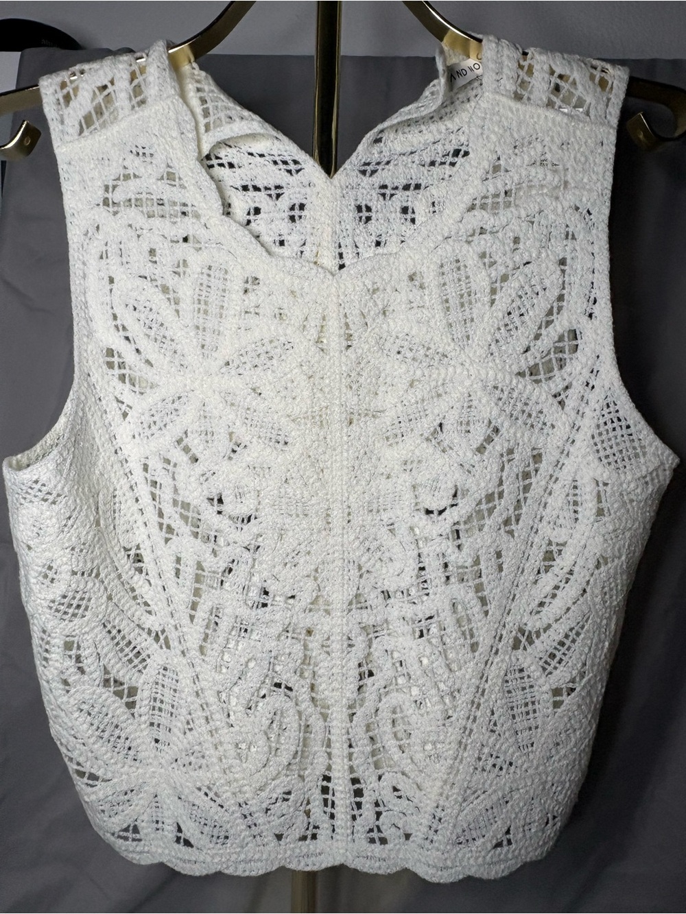 And Now This White Crochet Sweater Tank Top Women’s Medium NWT Boho Cottagecore